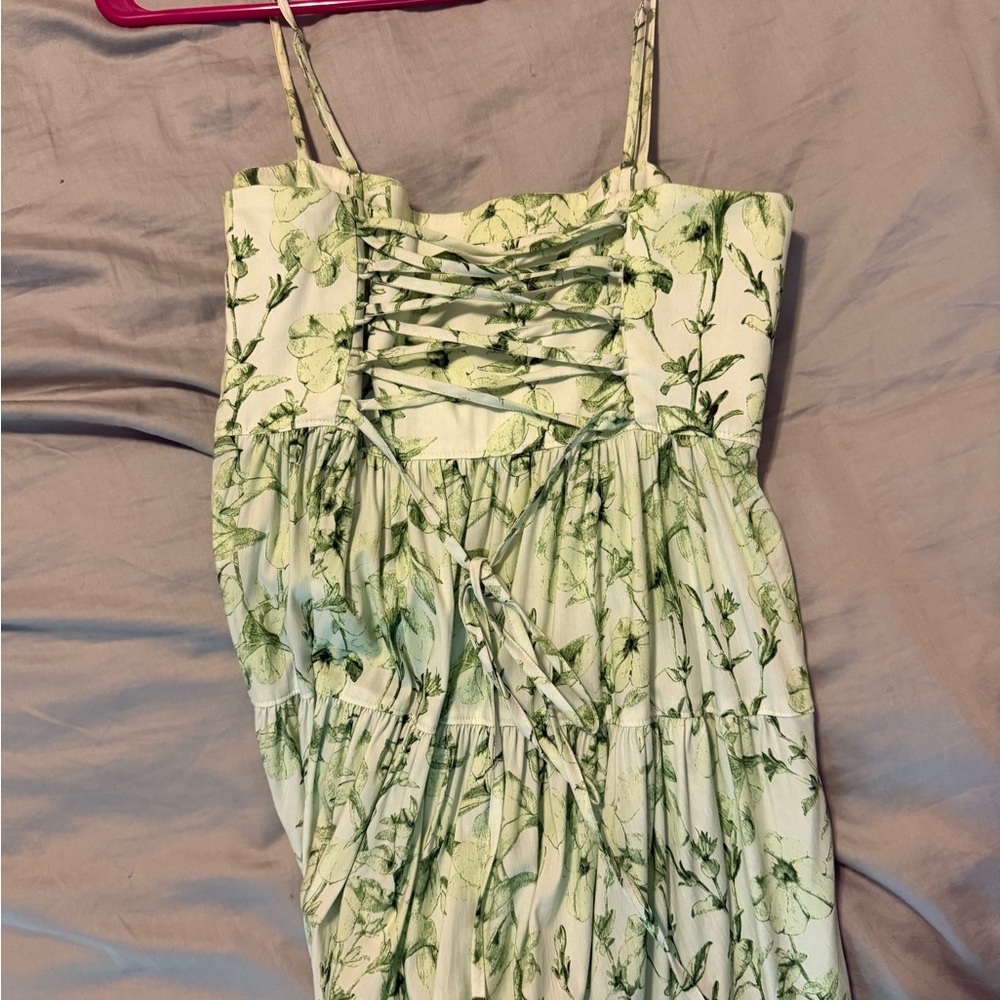 Floral Green Maxi Dress- Cinq a sept size 2 - Picture 3 of 4
